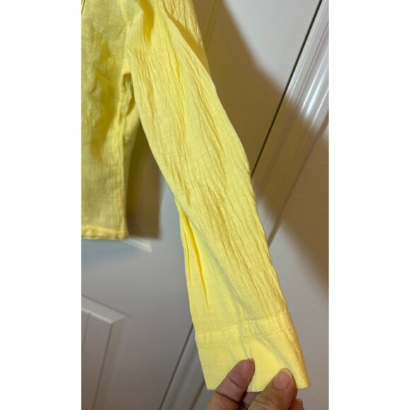 Six Fifty Cropped Peasant Shirt Button Up Gauzy Women Vibrant Summer NWT, Large - Picture 4 of 13